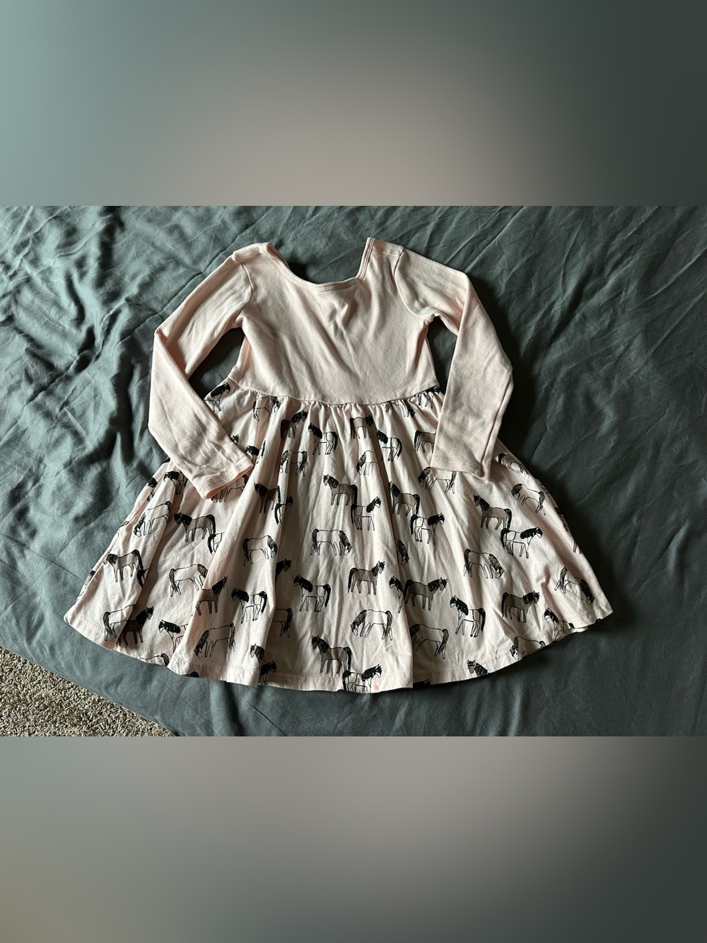 Tea Collection Pink Long-Sleeve Horse Print Dress